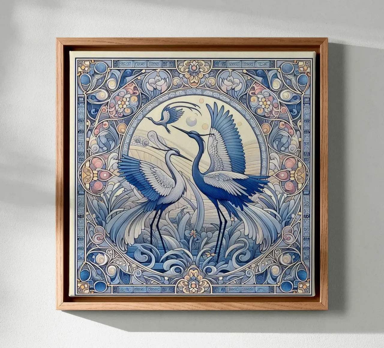 Ballet of the cranes tela con Cornice a cassetta da Art-Nouveau-Dsg