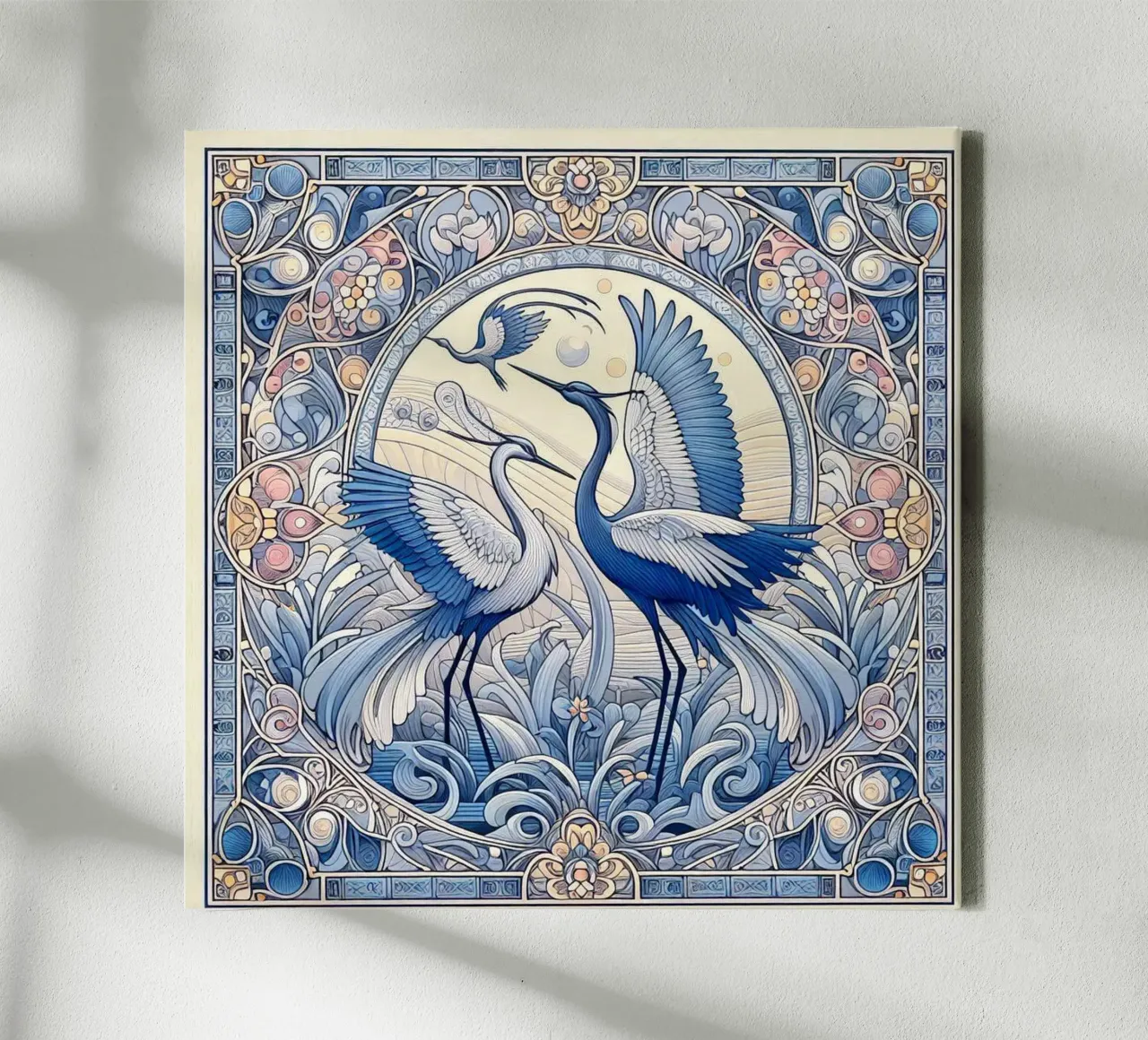 Ballet of the cranes tela con Cornice a cassetta da Art-Nouveau-Dsg