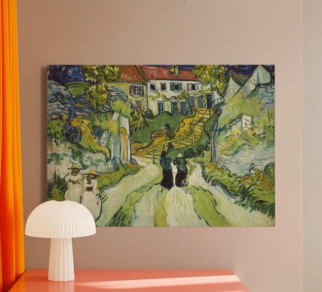 Vincent van Gogh - Scala di Auvers (1890) tela con Cornice a cassetta da Timeless Artworks