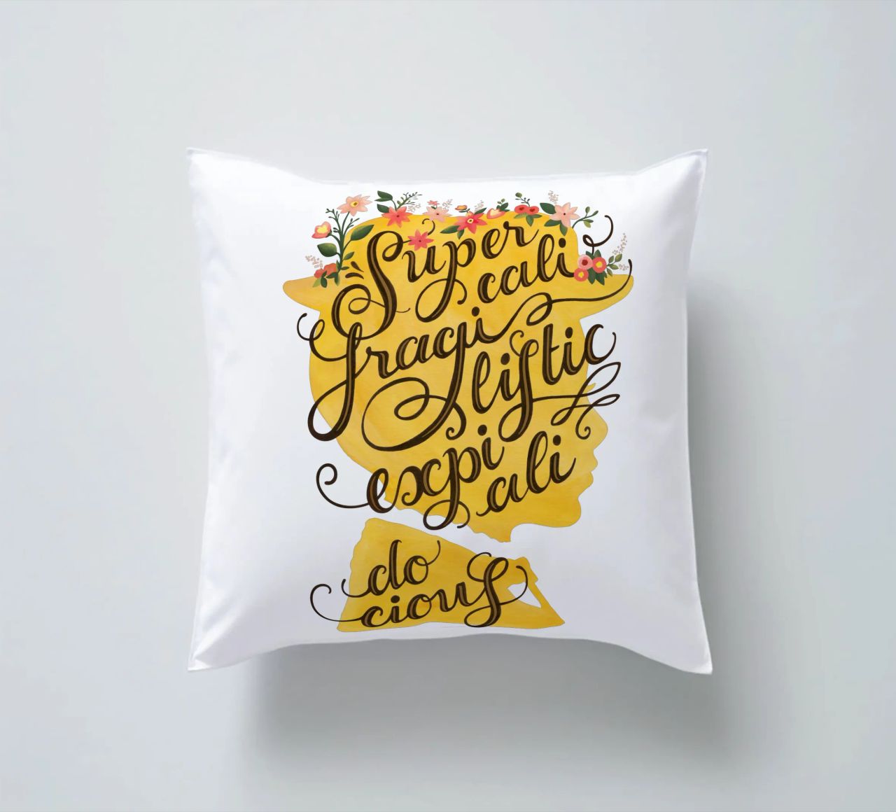 Supercalifragilisticexpialidocious - Draw Me A Song Project decorative cushion by Nour Tohme