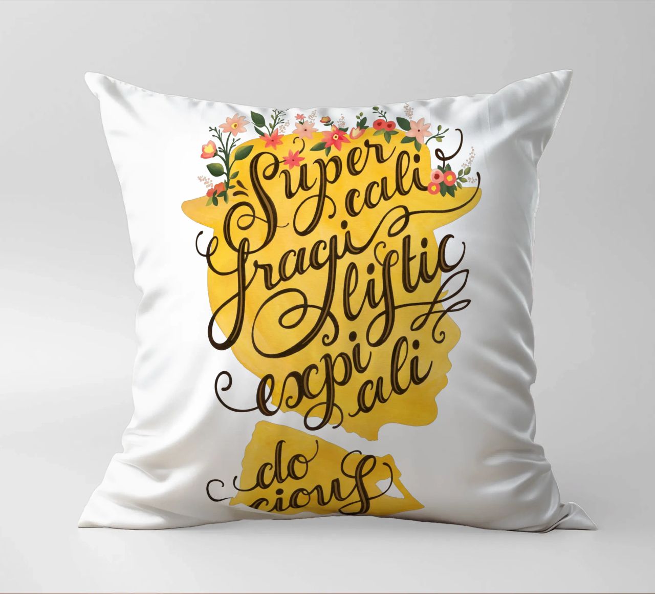 Supercalifragilisticexpialidocious - Draw Me A Song Project decorative cushion by Nour Tohme