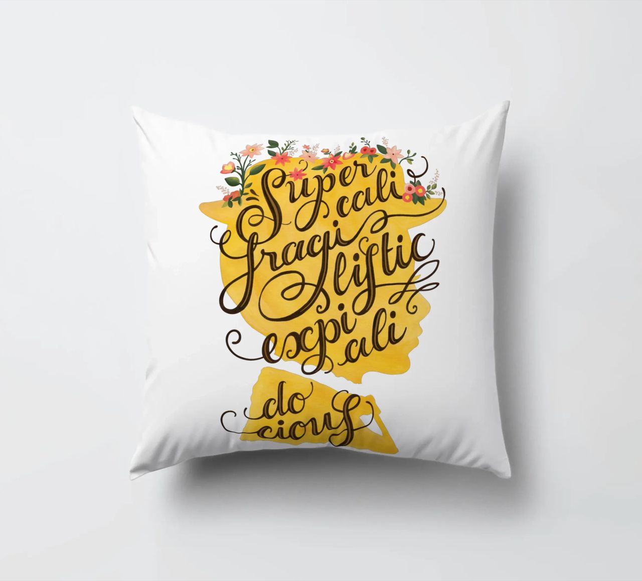Supercalifragilisticexpialidocious - Draw Me A Song Project decorative cushion by Nour Tohme