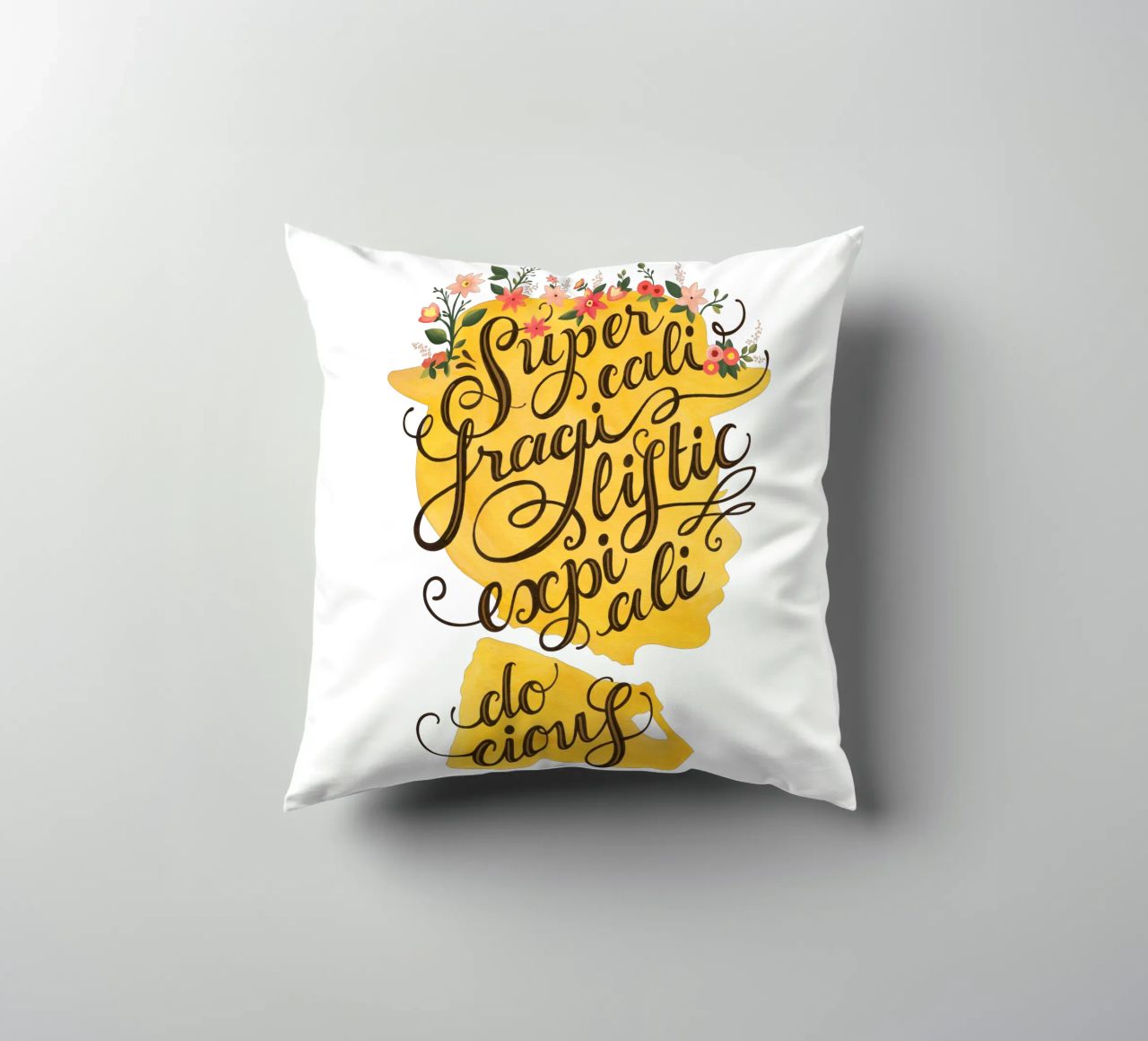 Supercalifragilisticexpialidocious - Draw Me A Song Project decorative cushion by Nour Tohme