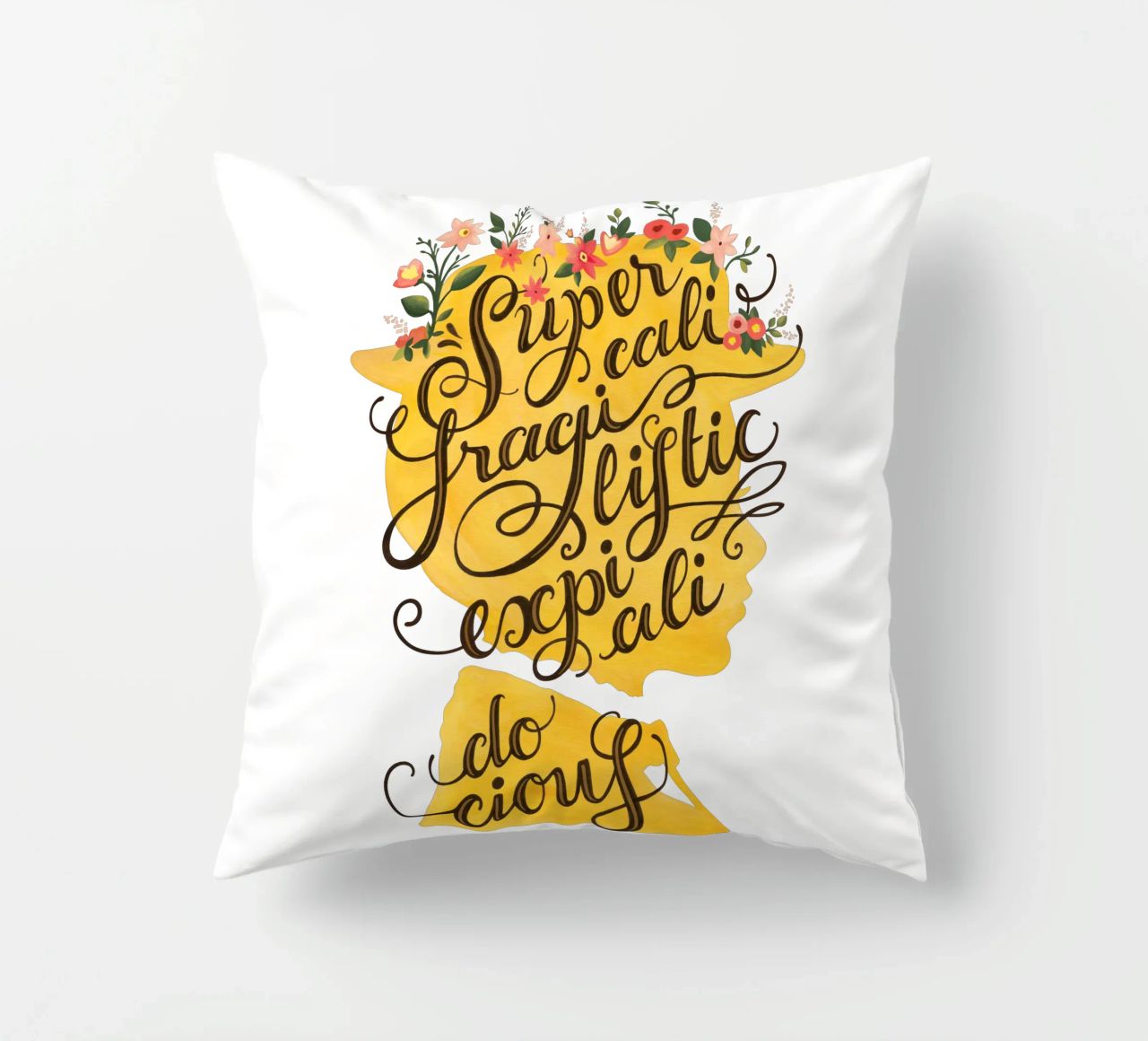 Supercalifragilisticexpialidocious - Draw Me A Song Project decorative cushion by Nour Tohme
