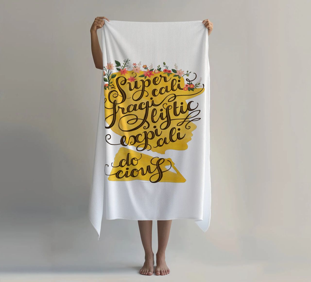 Supercalifragilisticexpialidocious - Draw Me A Song Project beach towel by Nour Tohme