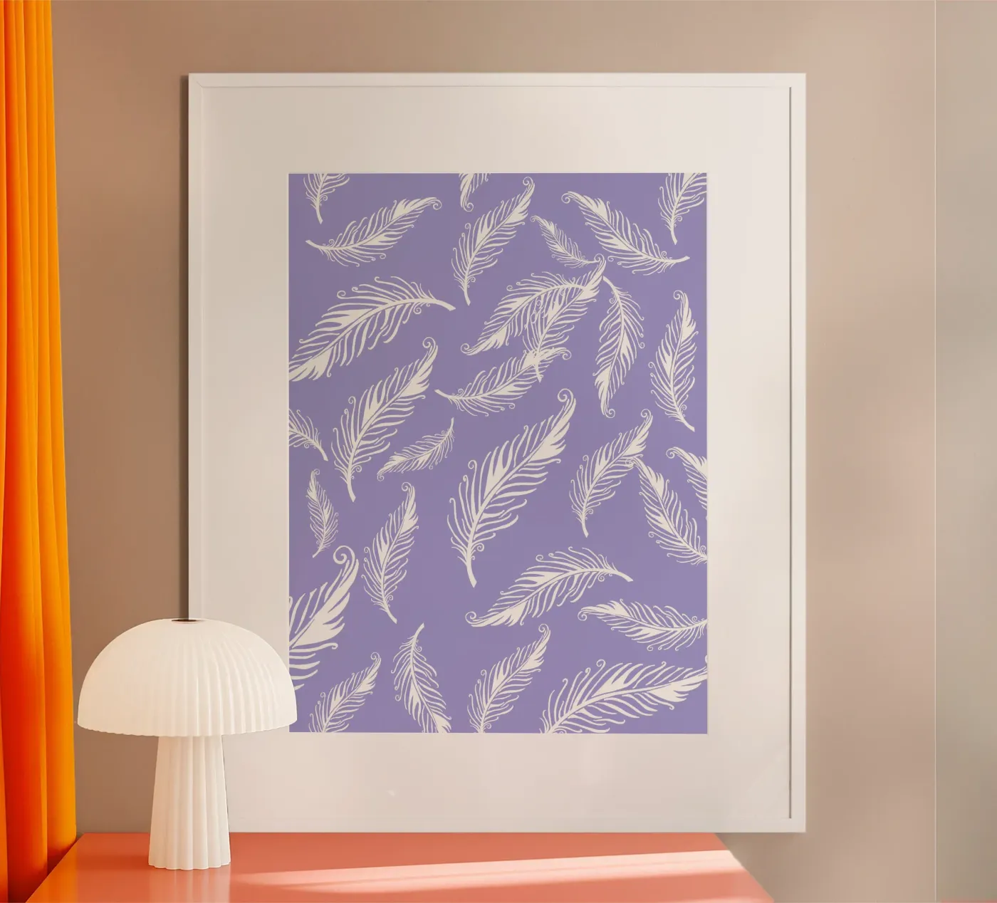 Witte vogelveren poster van PaperLine Art
