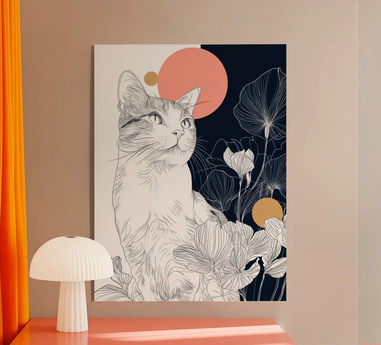 Cat and moon acrylic glass by JSS art