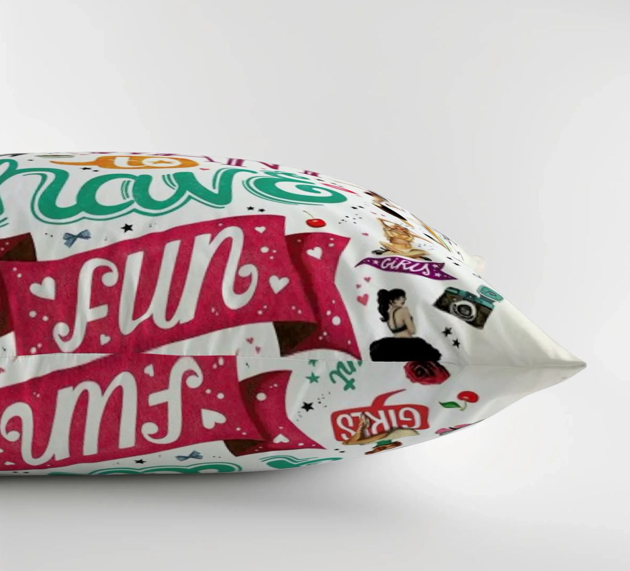 Girls Just Want to Have Fun - Draw Me A Song Project decorative cushion by Nour Tohme