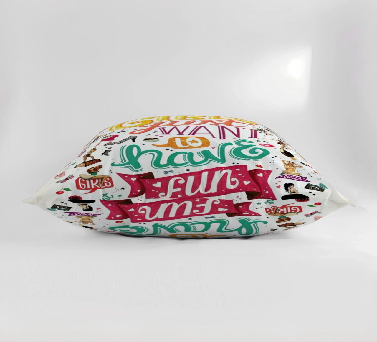 Girls Just Want to Have Fun - Draw Me A Song Project decorative cushion by Nour Tohme