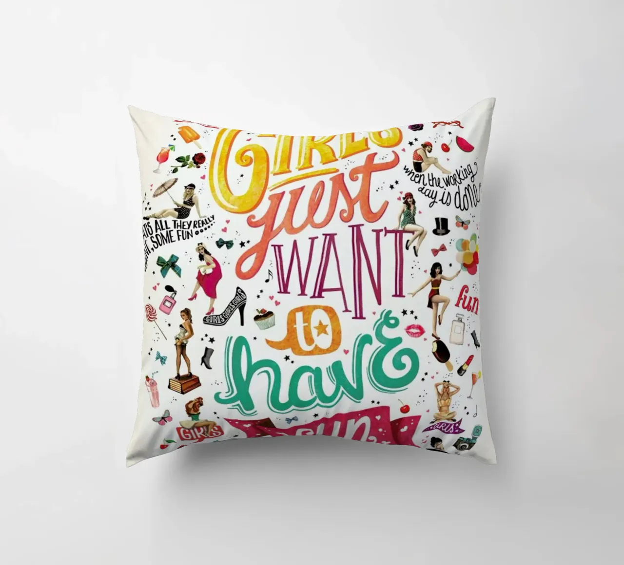 Girls Just Want to Have Fun - Draw Me A Song Project cuscino da Nour Tohme