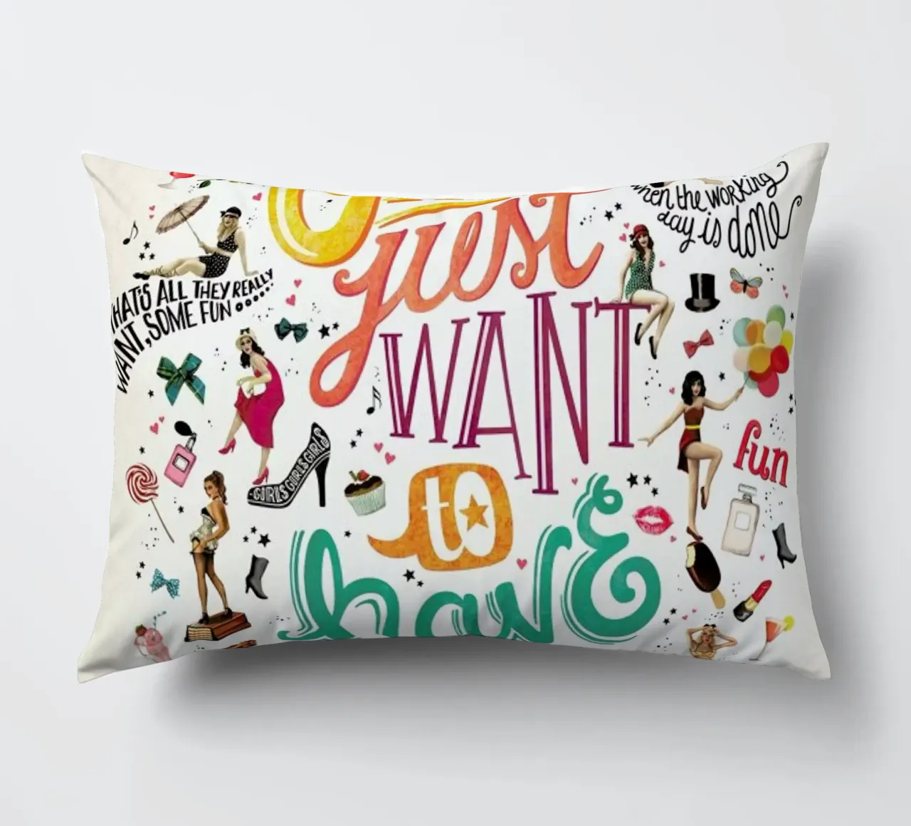 Girls Just Want to Have Fun - Draw Me A Song Project cuscino da Nour Tohme