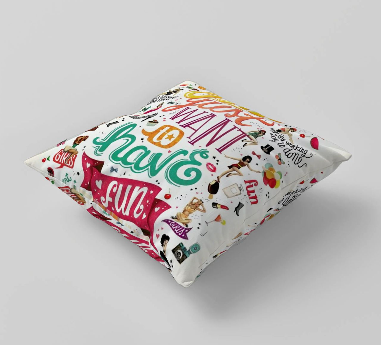 Girls Just Want to Have Fun - Draw Me A Song Project decorative cushion by Nour Tohme
