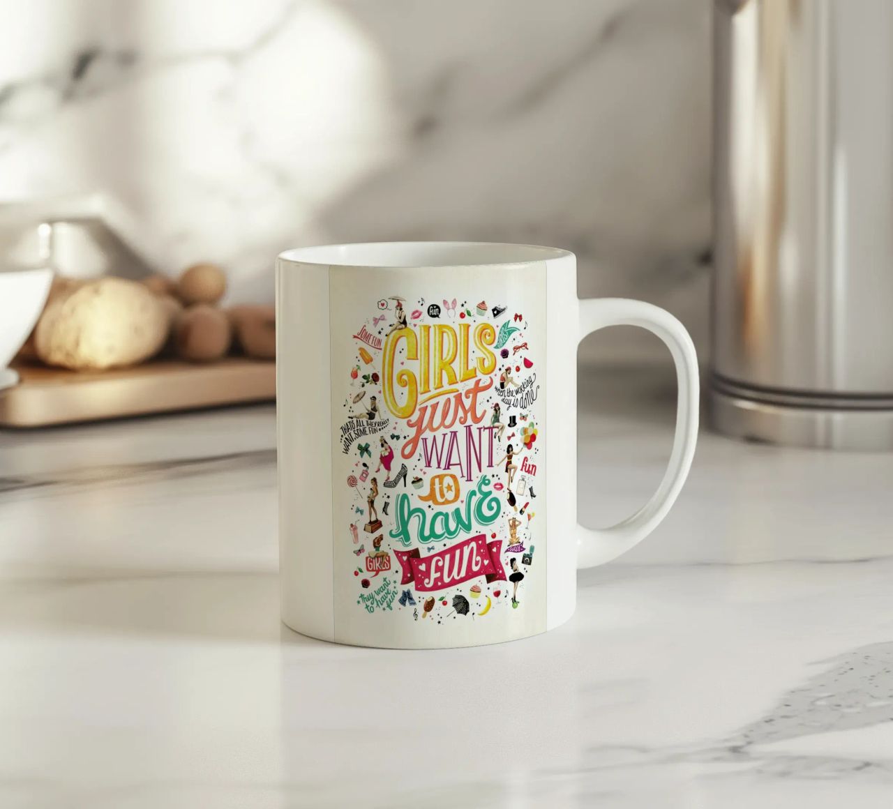Girls Just Want to Have Fun - Draw Me A Song Project mug en céramique de Nour Tohme