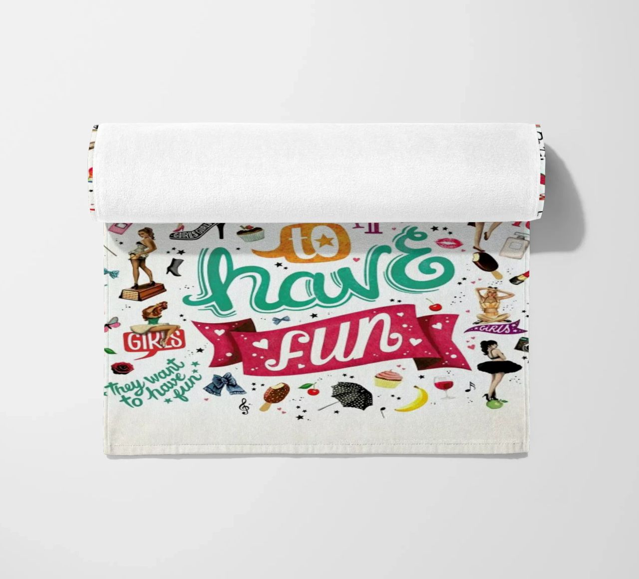 Girls Just Want to Have Fun - Draw Me A Song Project beach towel by Nour Tohme
