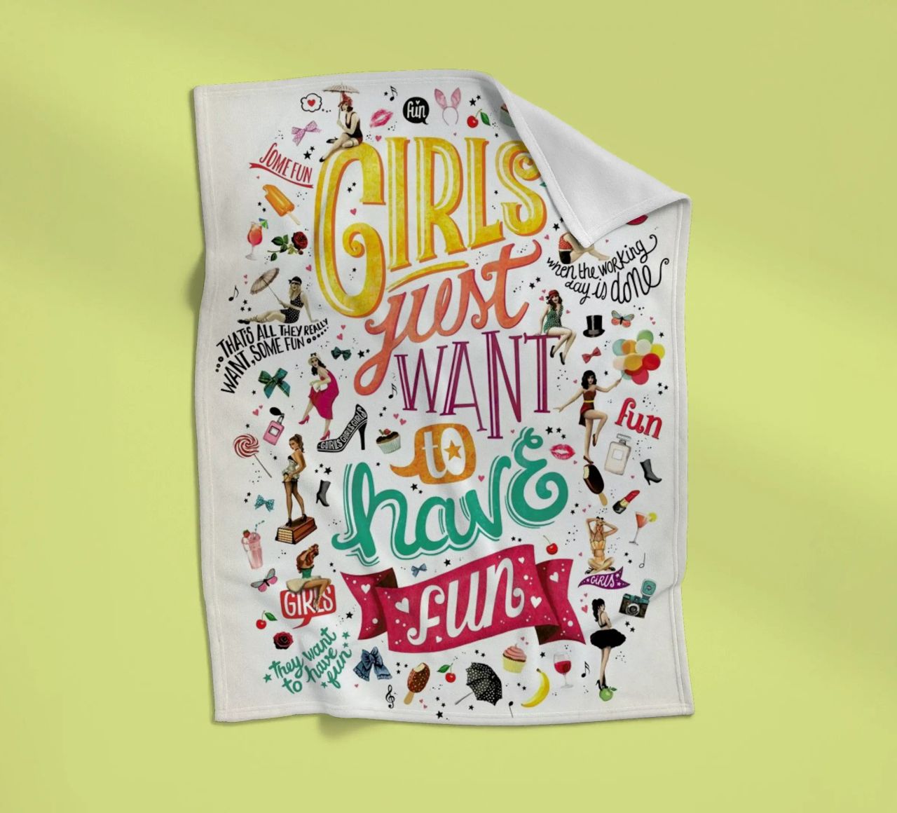 Girls Just Want to Have Fun - Draw Me A Song Project fleece blanket by Nour Tohme