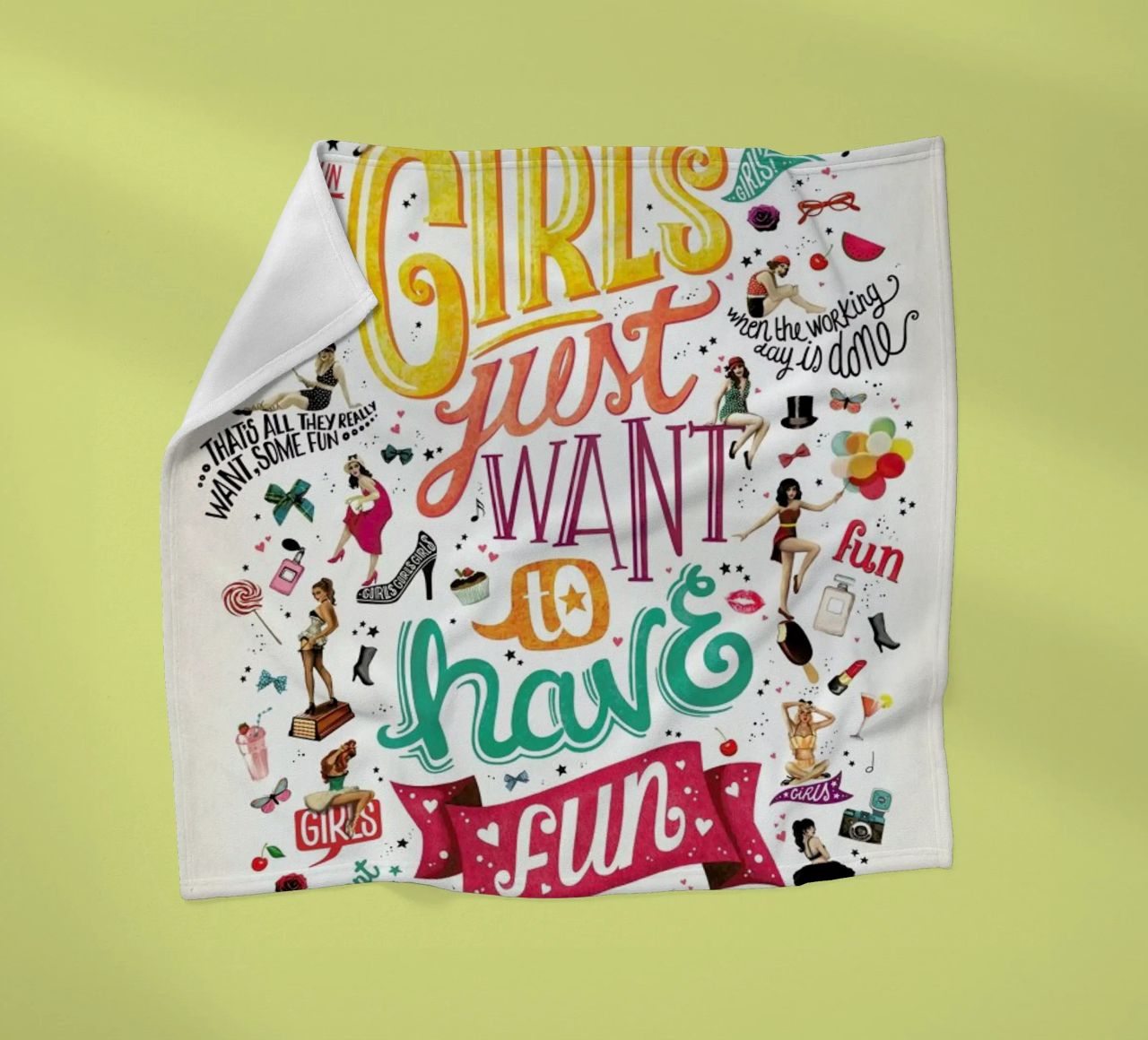 Girls Just Want to Have Fun - Draw Me A Song Project fleece blanket by Nour Tohme