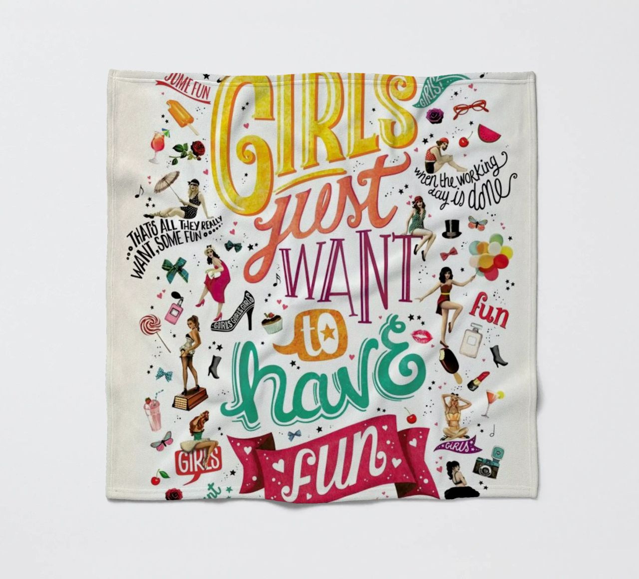 Girls Just Want to Have Fun - Draw Me A Song Project fleece blanket by Nour Tohme