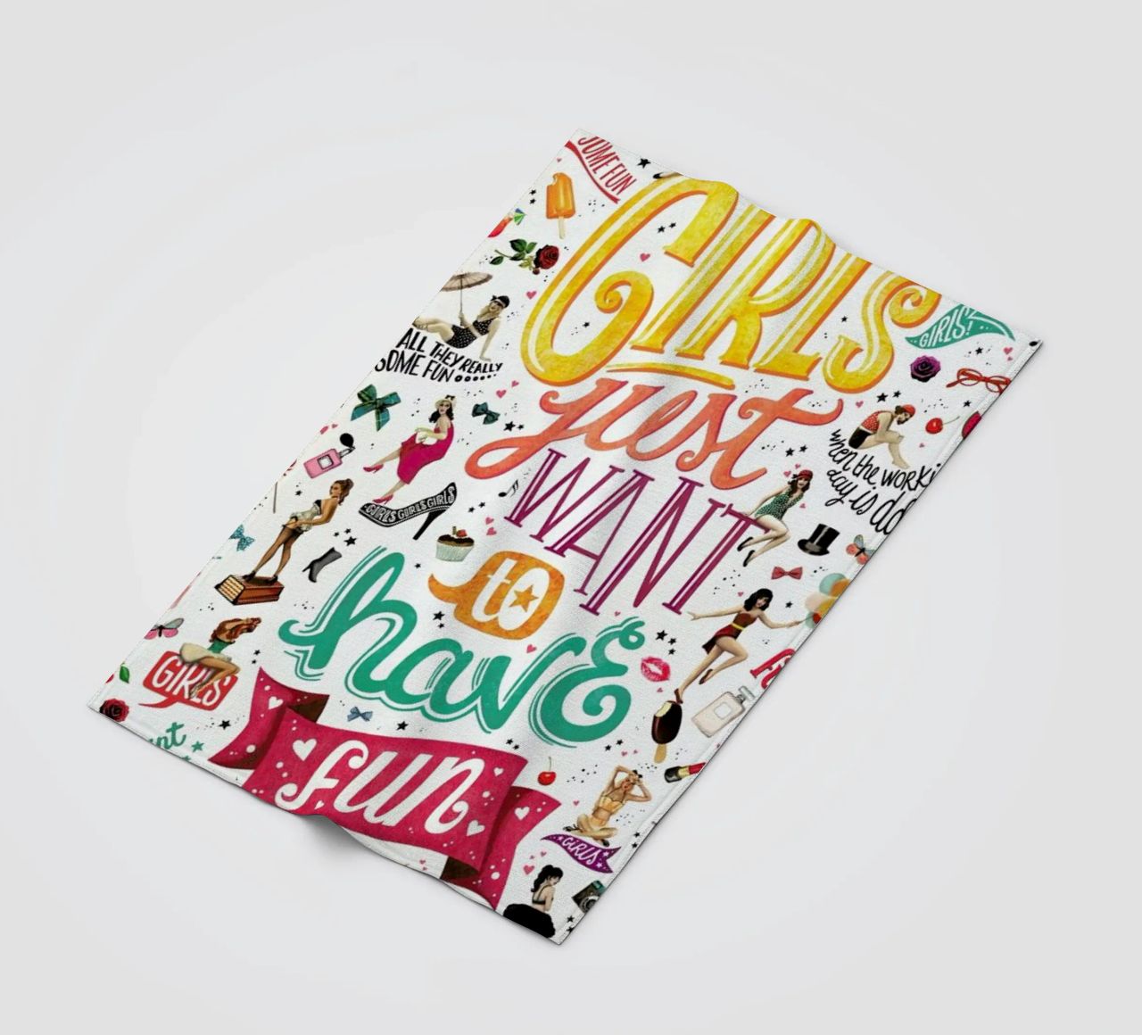 Girls Just Want to Have Fun - Draw Me A Song Project fleece blanket by Nour Tohme