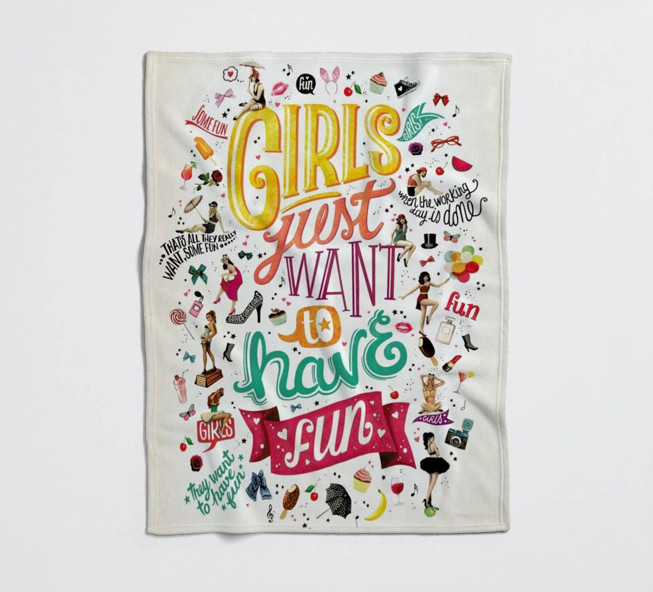 Girls Just Want to Have Fun - Draw Me A Song Project fleece blanket by Nour Tohme