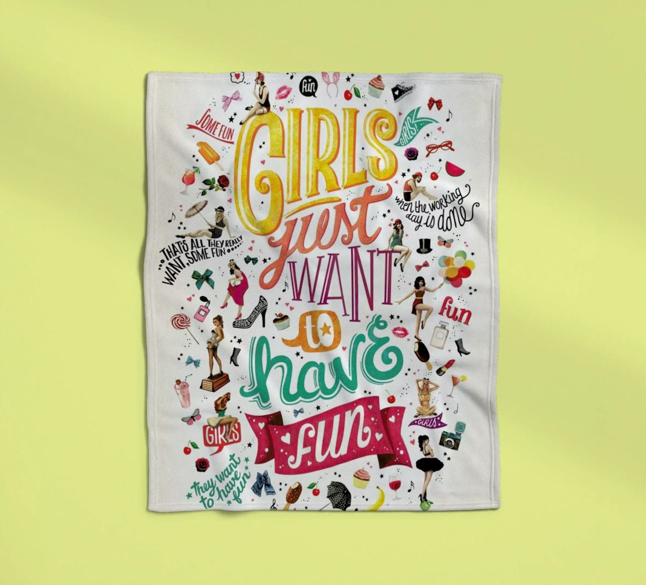 Girls Just Want to Have Fun - Draw Me A Song Project fleece blanket by Nour Tohme