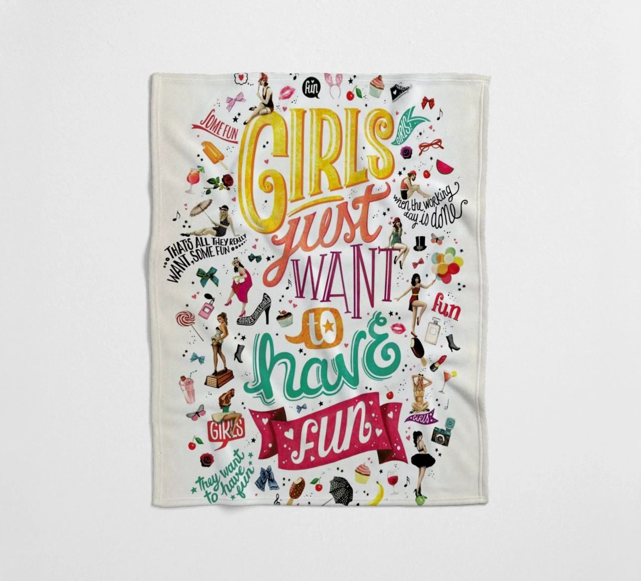 Girls Just Want to Have Fun - Draw Me A Song Project fleece blanket by Nour Tohme