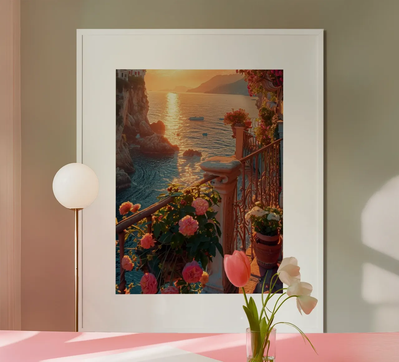 Sunset poster con telaio in legno da Artsy Bessy