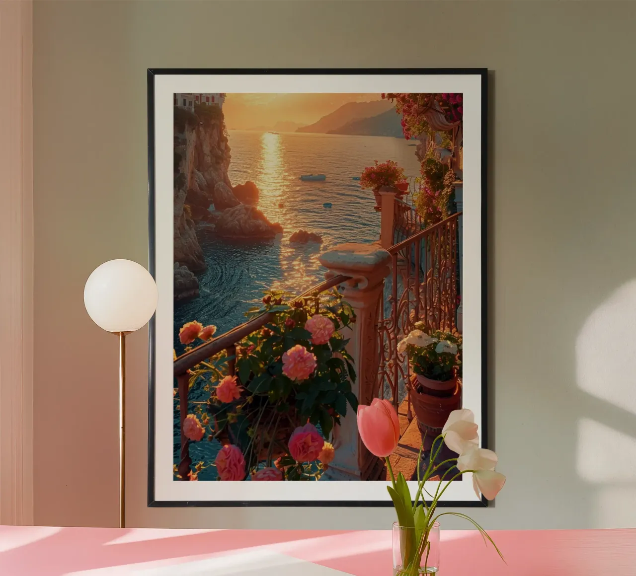 Sunset poster con telaio in legno da Artsy Bessy