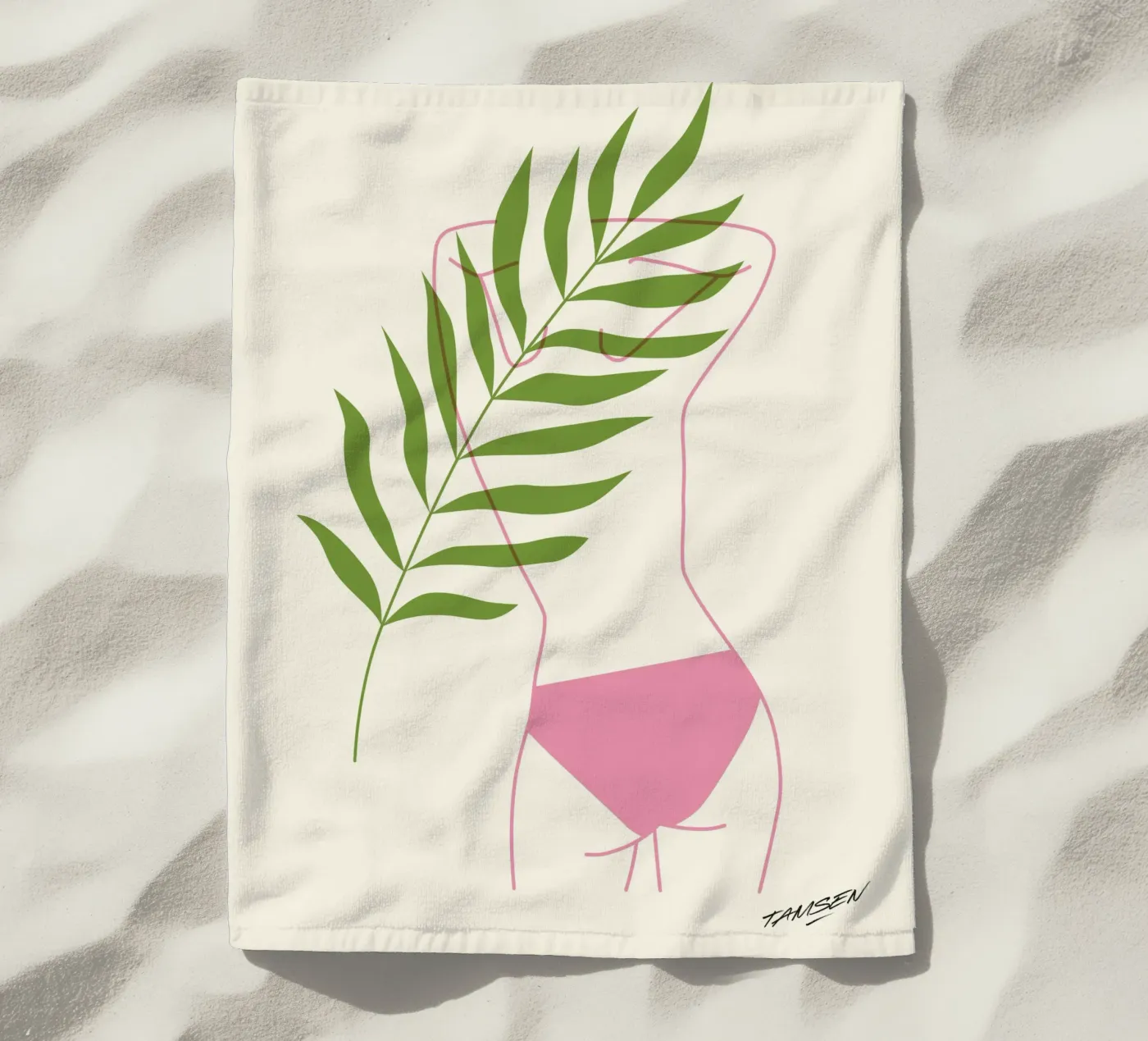 Green & Pink Lady strandhanddoek van Tamsen Design