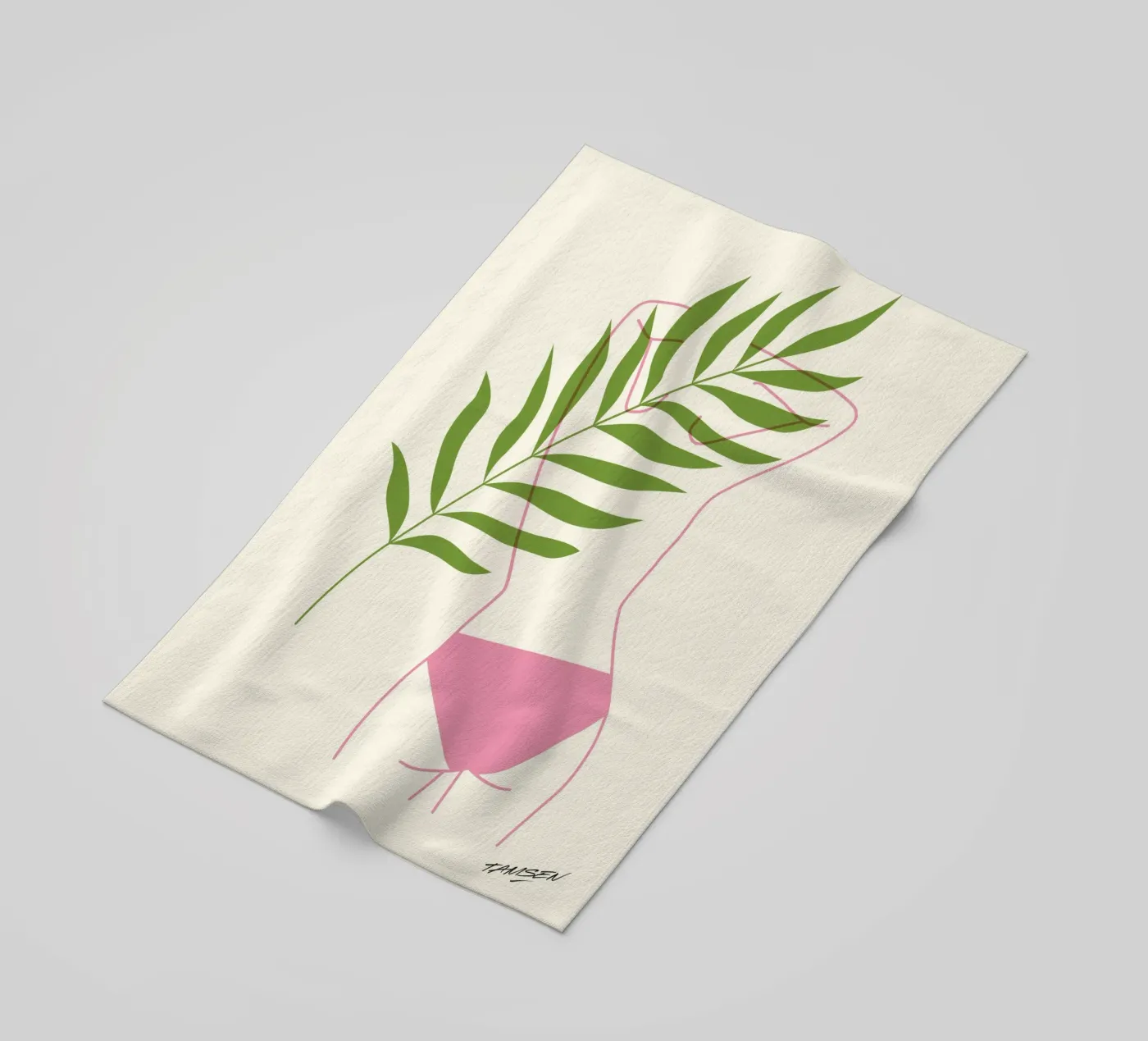 Green & Pink Lady strandhanddoek van Tamsen Design