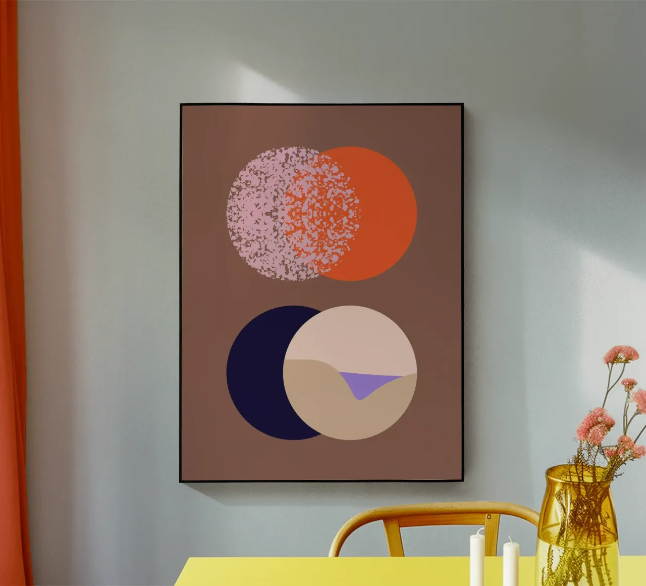 Sunset orange bold dots plexiglass da annick