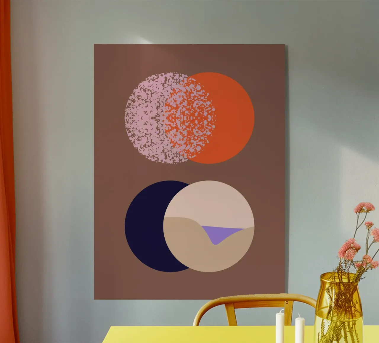 Sunset orange bold dots plexiglass da annick