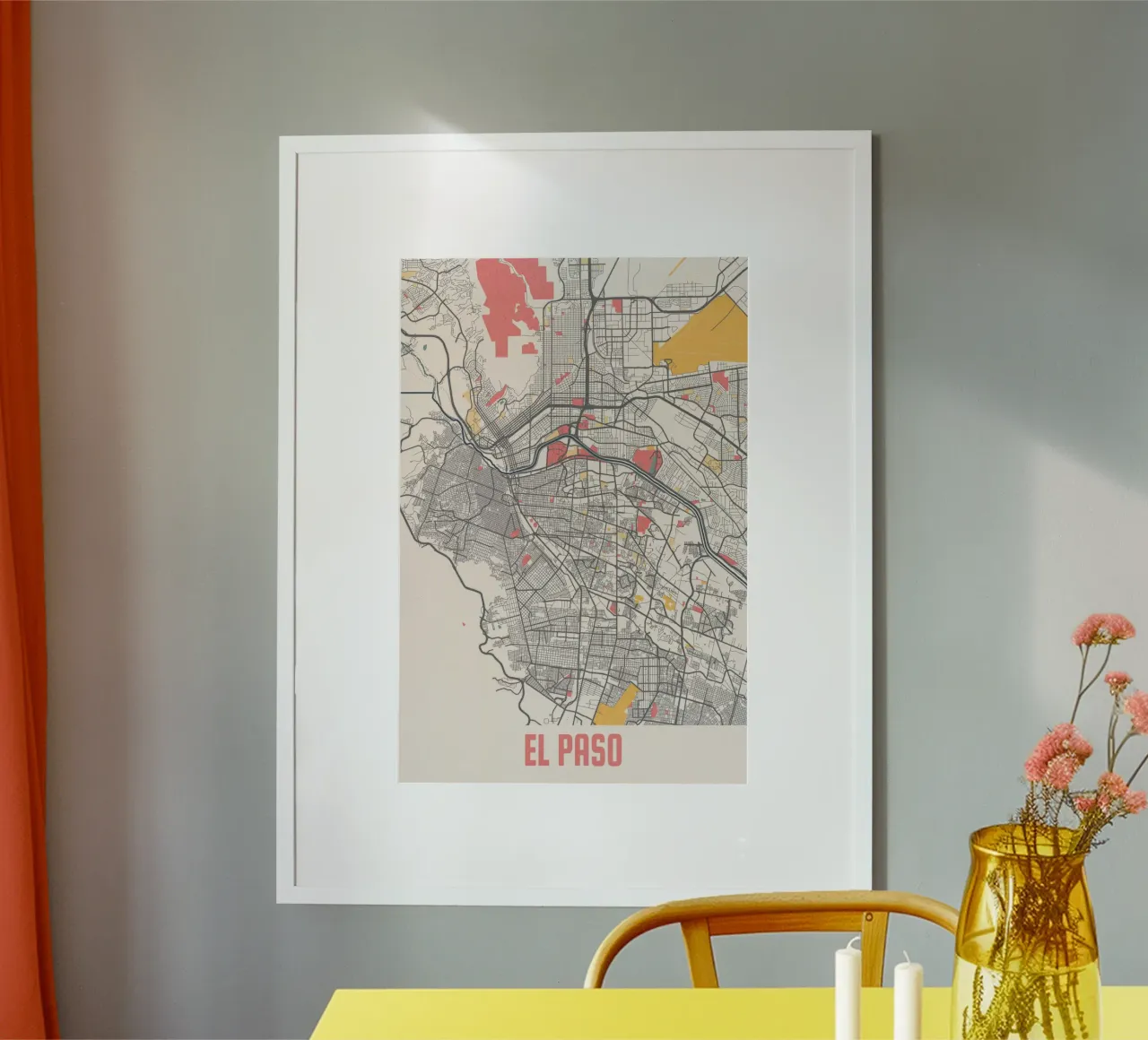 El Paso stadsplattegrond - Stijlvolle kunstdruk | FineArt Print poster van MOOODZART