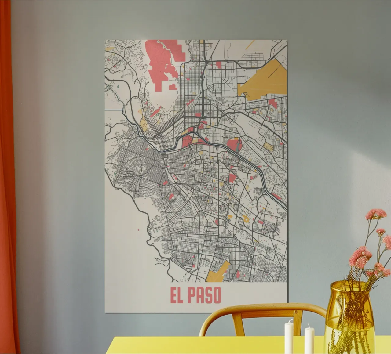 El Paso stadsplattegrond - Stijlvolle kunstdruk | FineArt Print poster van MOOODZART