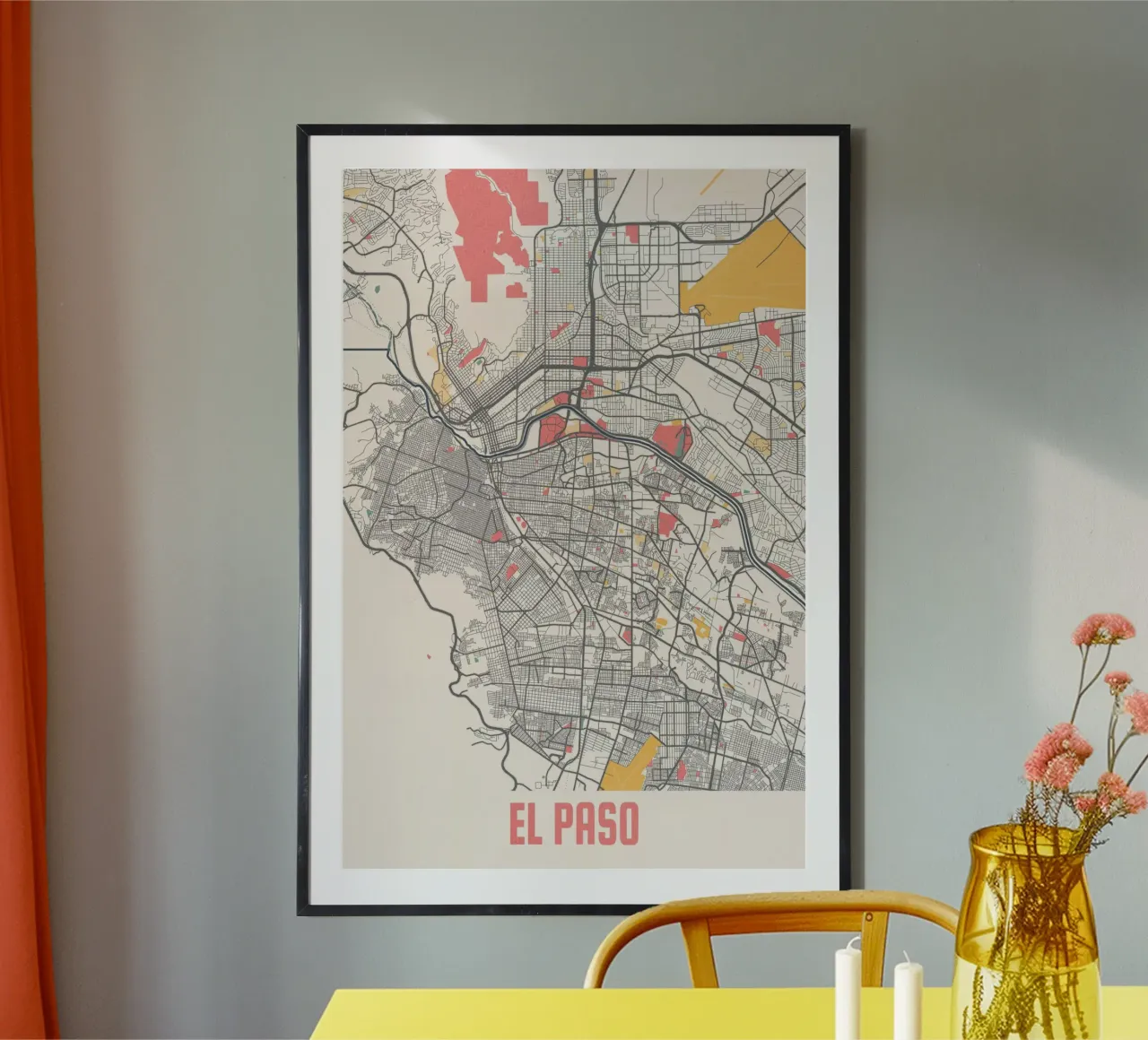 El Paso stadsplattegrond - Stijlvolle kunstdruk | FineArt Print poster van MOOODZART