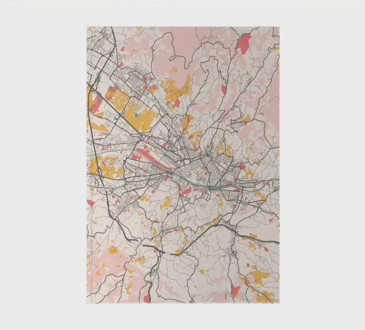 Florence City Map - Stylish Art Print | FineArt Print notebook by MOOODZART