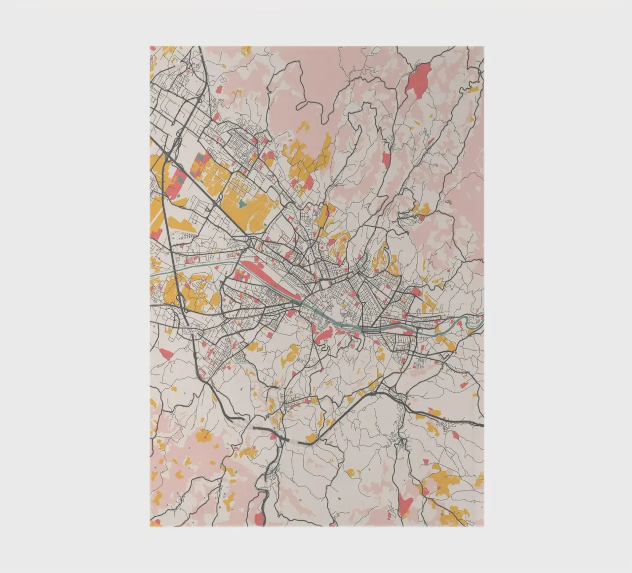 Florence City Map - Stylish Art Print | FineArt Print notebook by MOOODZART