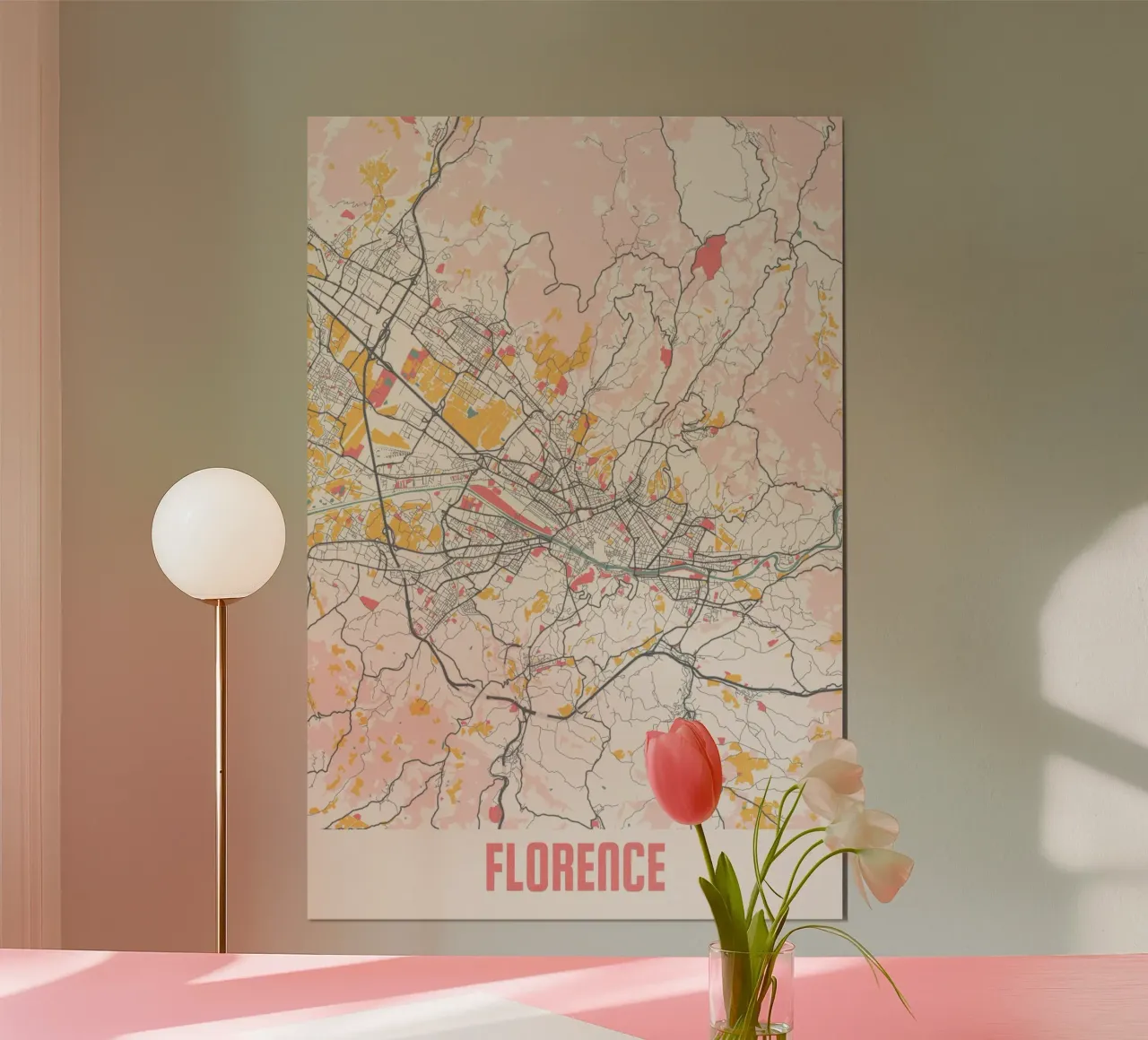 Stadsplattegrond Florence - Stijlvolle Kunstprint | FineArt Print poster met aluminium frame van MOOODZART
