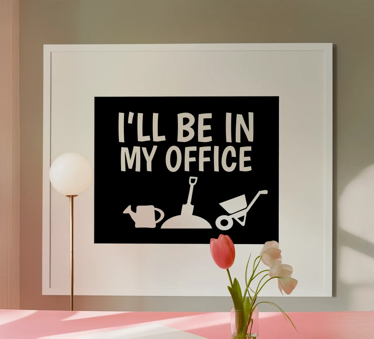 I'll be in my garden office poster con telaio in alluminio da mygreenvalue