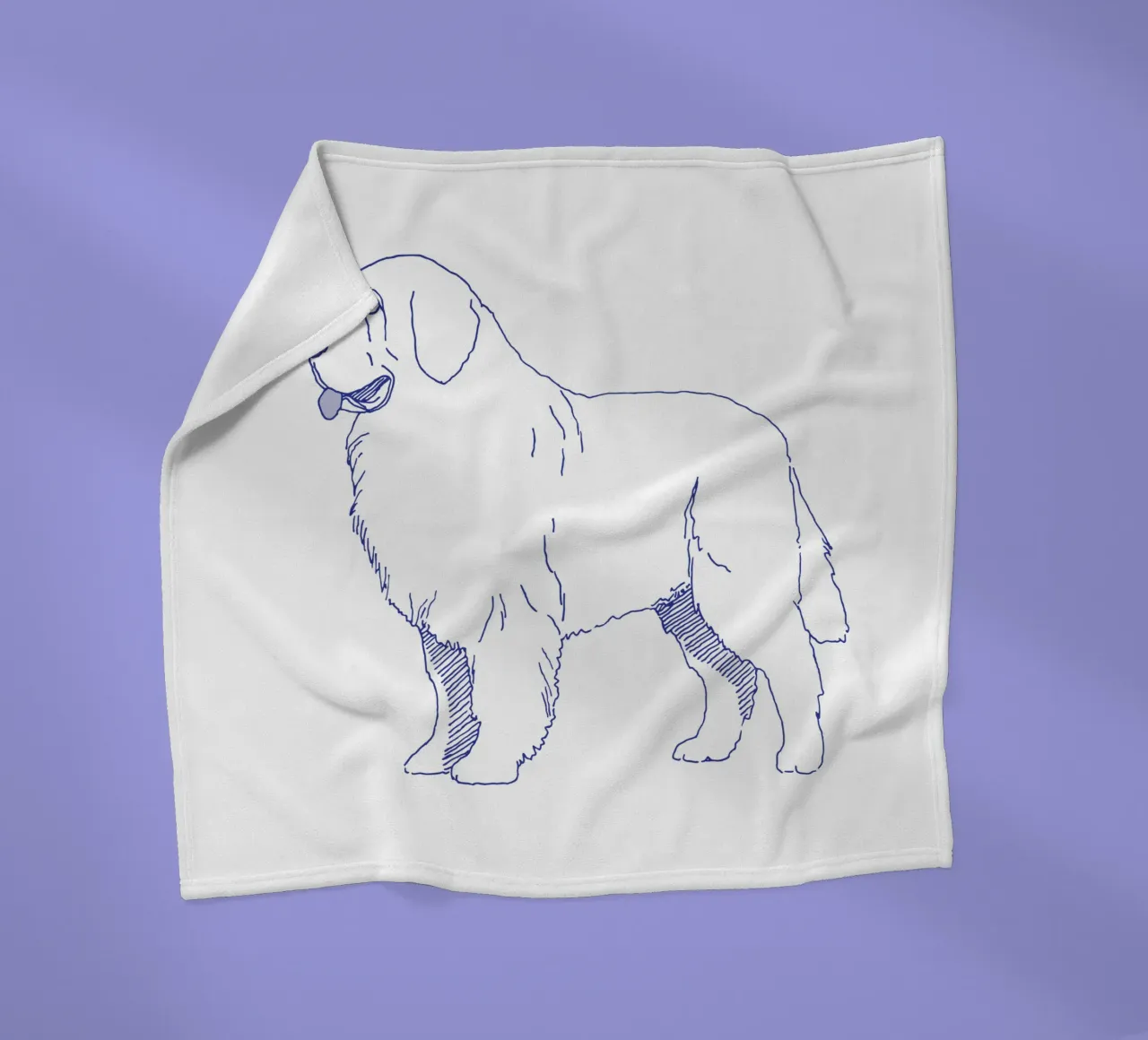 Newfoundlander fleecedeken van Blue on White