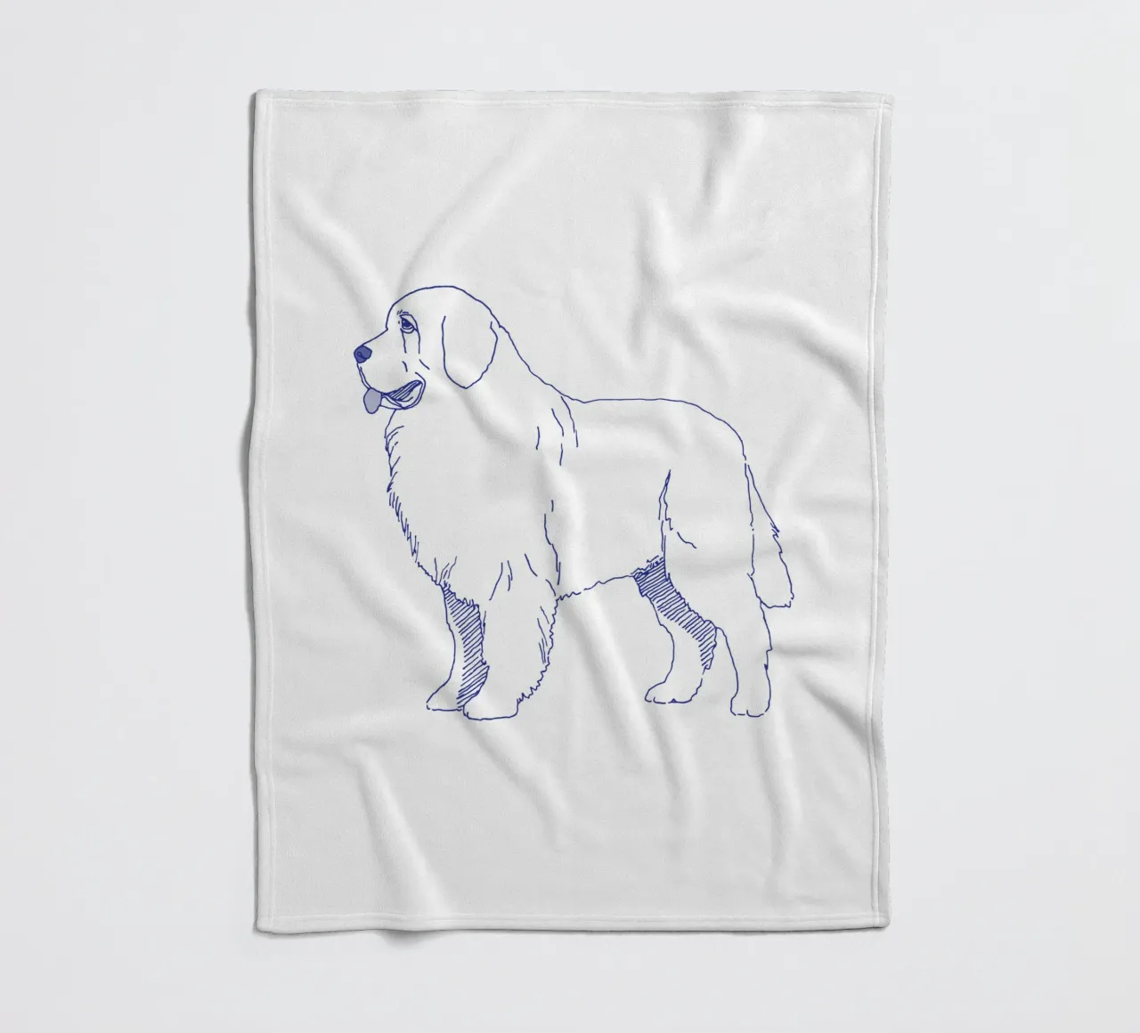 Newfoundlander fleecedeken van Blue on White