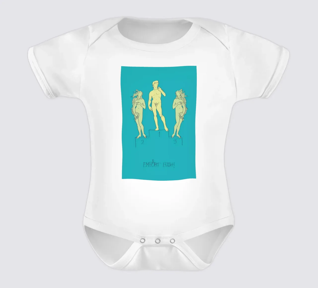 Empört Euch! short-sleeve baby romper by Andreas Wundersee