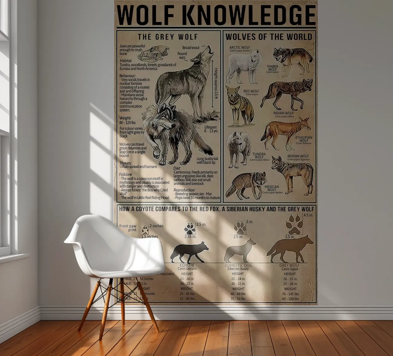 Kennis over wolven fotobehang van Maritiknowled