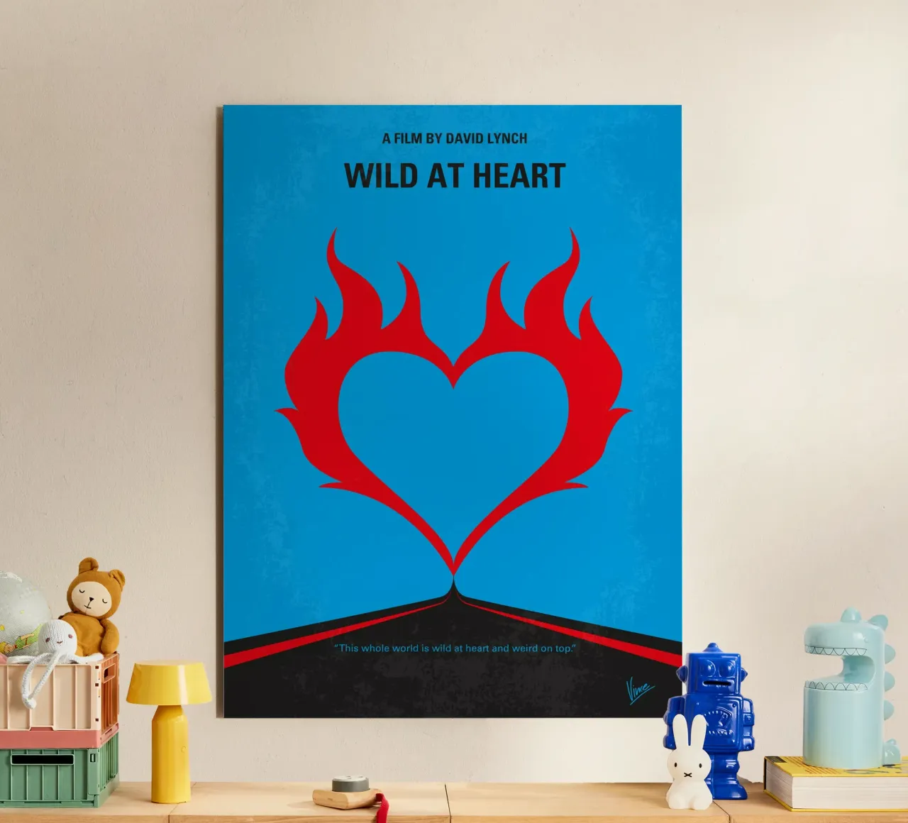 No337 My WILD AT HEART minimal movie poster alluminio dibond da Chungkong