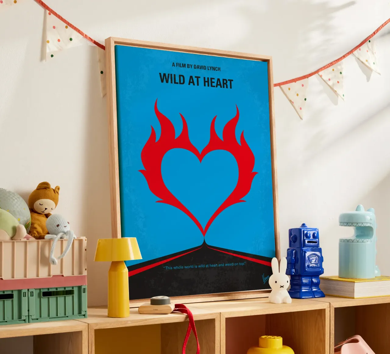 No337 My WILD AT HEART minimal movie poster canvas met Baklijst van Chungkong