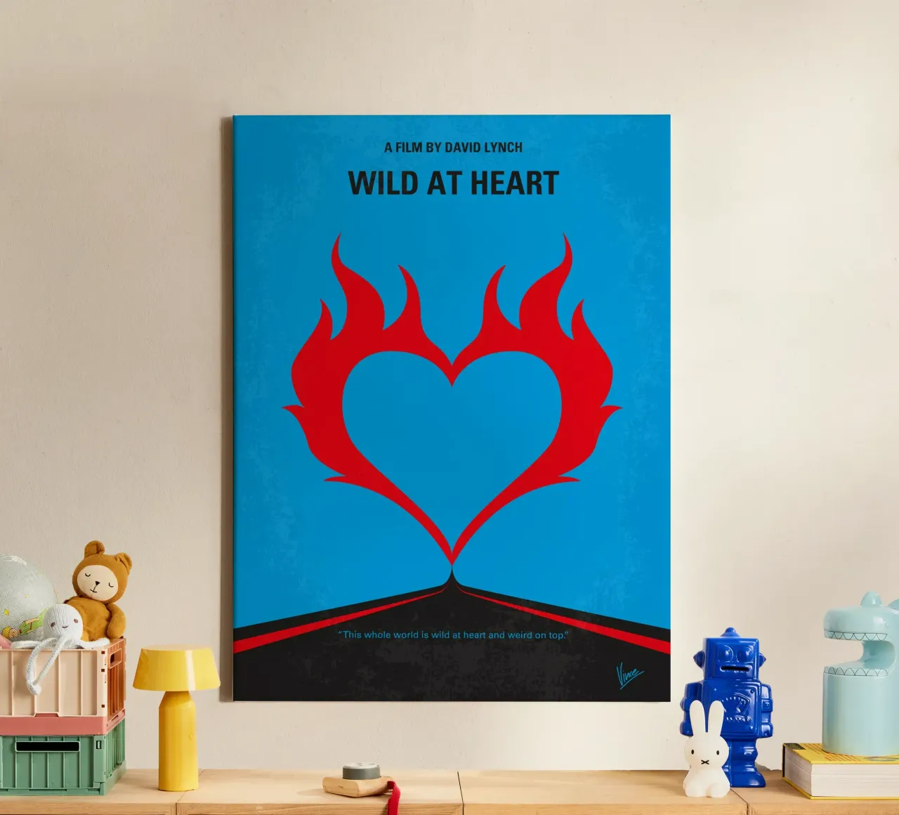 No337 My WILD AT HEART minimal movie poster canvas met Baklijst van Chungkong