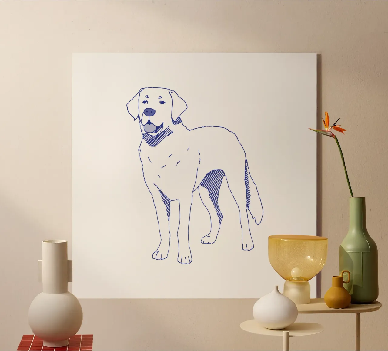 Labrador plexiglass da Blue on White