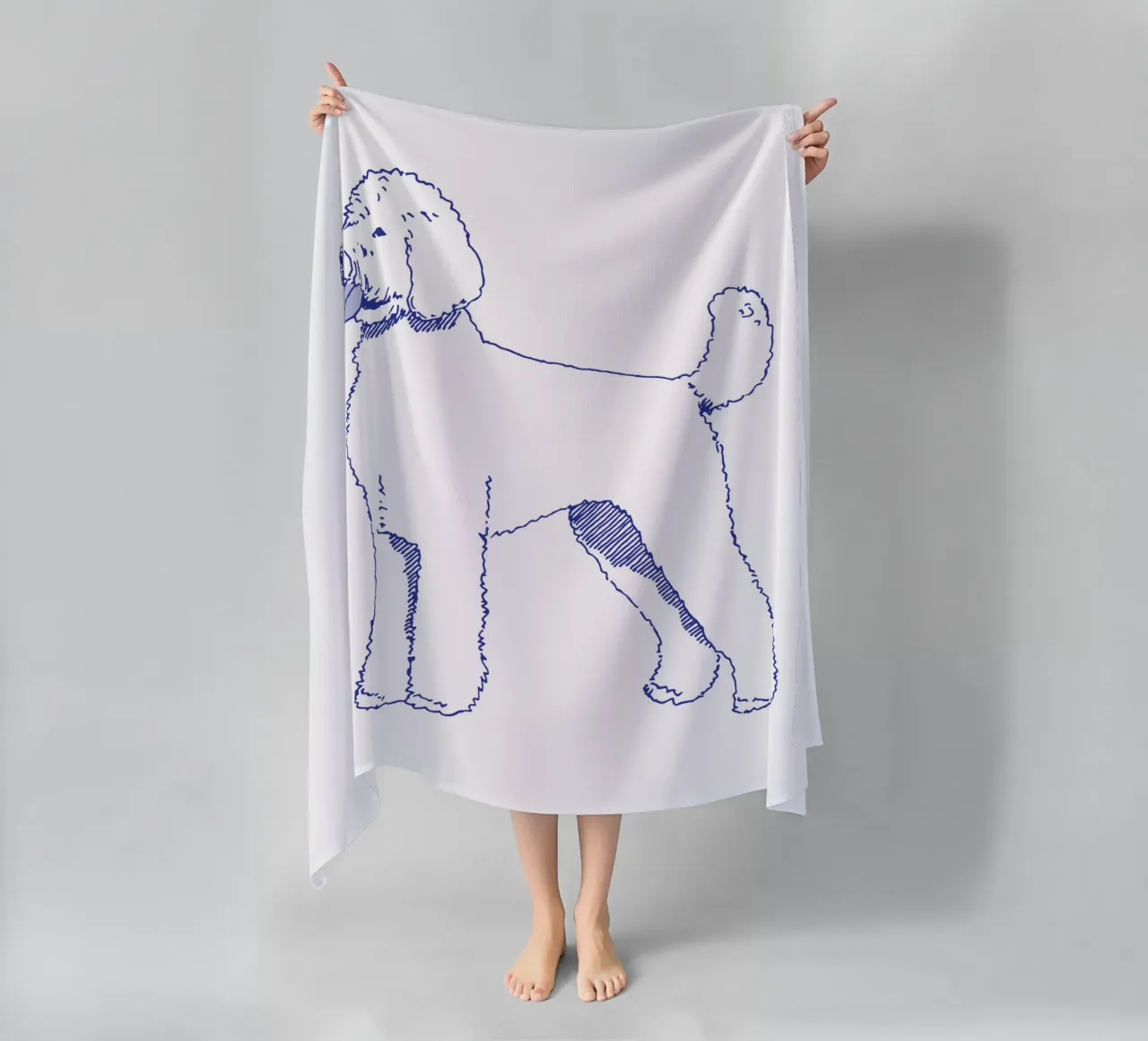 Goldendoodle telo mare da Blue on White