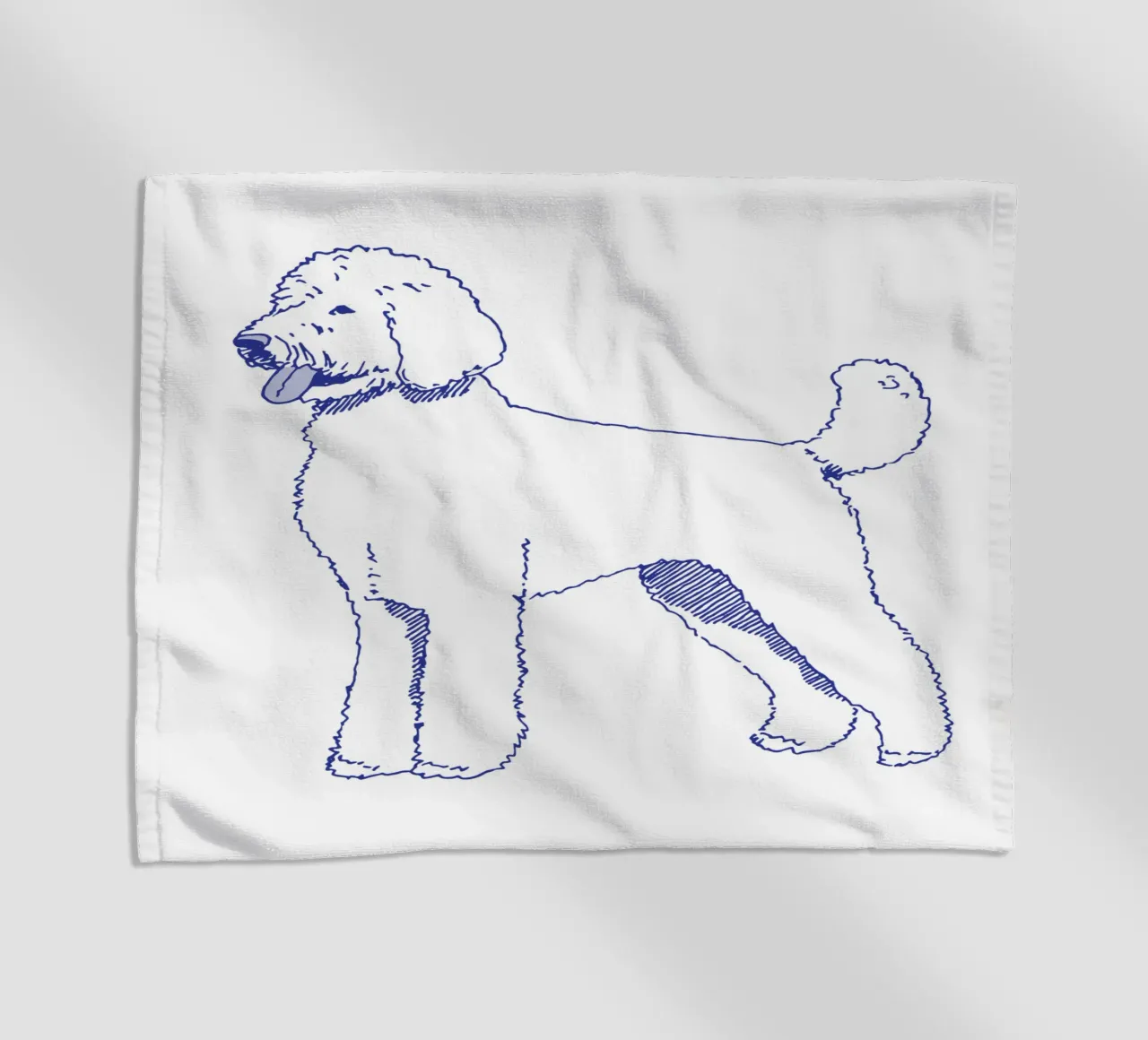 Goldendoodle telo mare da Blue on White