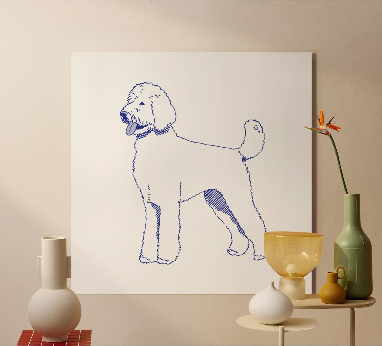 Goldendoodle plexiglass da Blue on White