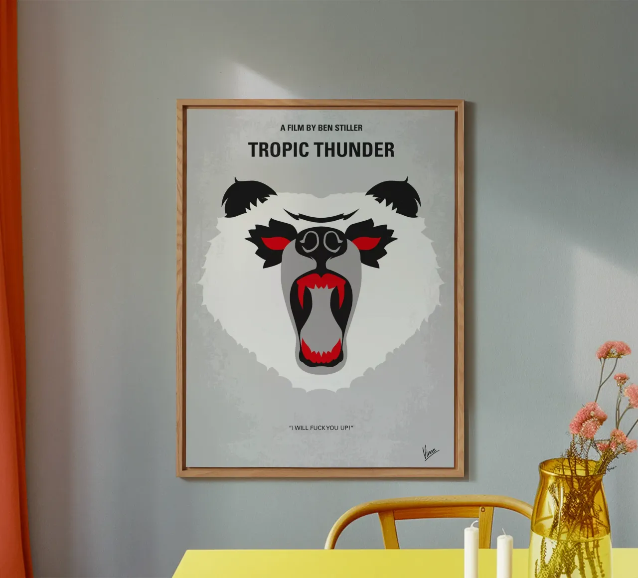 No344 My TROPIC THUNDER minimal movie poster alluminio dibond da Chungkong